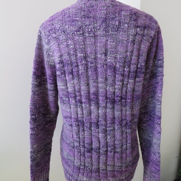New Purple & Grey V-Neck Knit Sweater by Northern Reflections - Picture 3 of 7